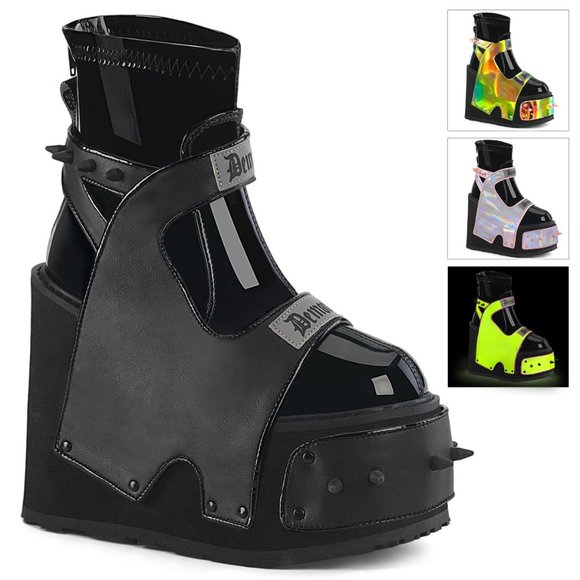 Demonia Shoes - Demonia Transformer 808 Black Platform Ankle Boots with Interchangable Harnesses